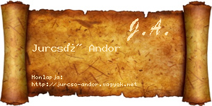 Jurcsó Andor névjegykártya